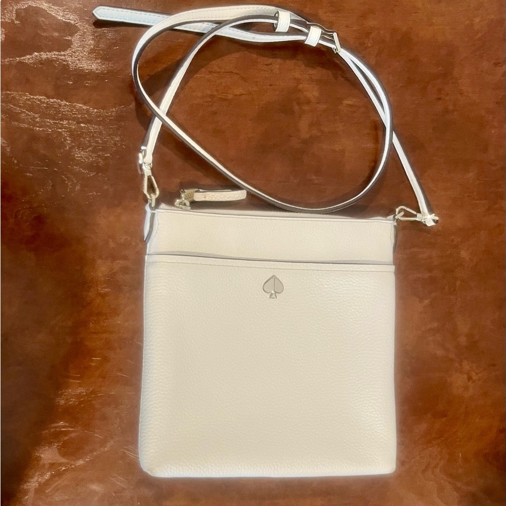 Kate Spade New York Pebbled Leather Top Zip Crossbody, White